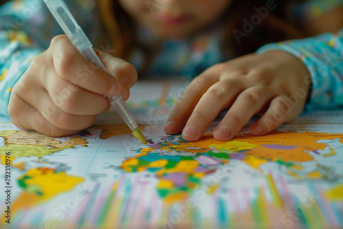 Close-up of an economist's hands analyzing charts and graphs of global economic trends