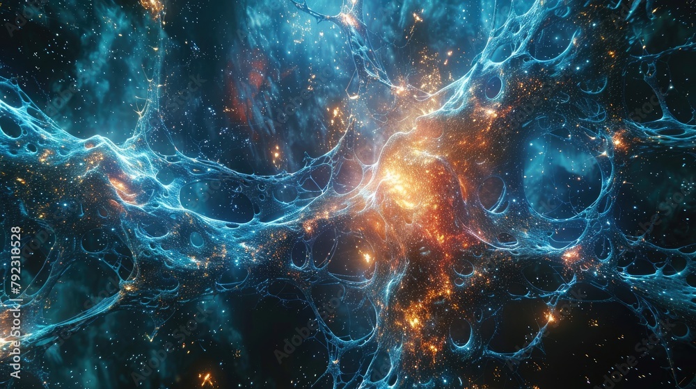 Obraz premium The image showcases the Earth surrounded by a network of pulsating synapses, illustrating the rapid transmission of data and ideas across the global digital landscape.,art image