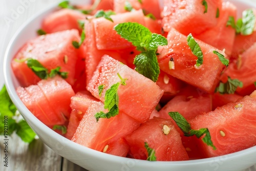 Delicious watermelon and mint salad