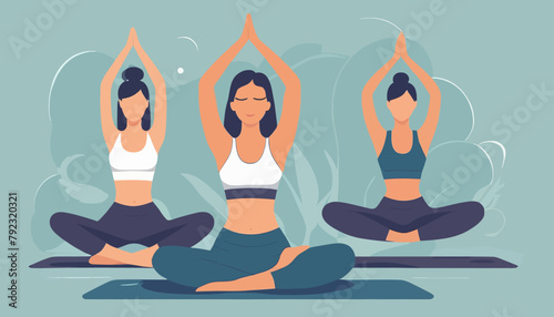 Flat Style Vector Illustration of a Woman Doing Yoga Poses