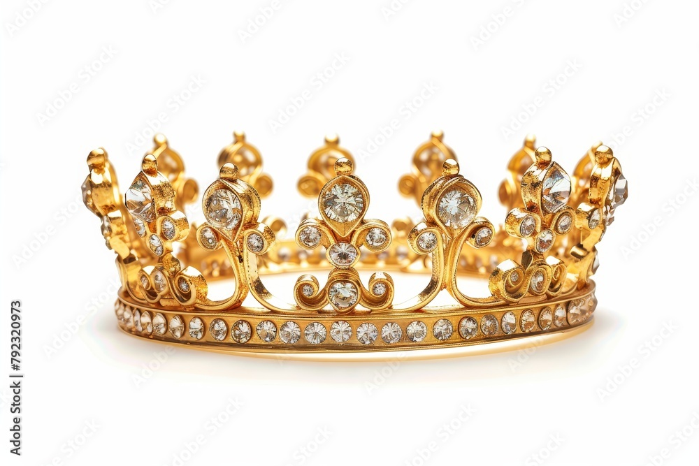 Diamond studded gold crown on white background Diamond studded gold crown on white background