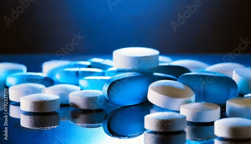 Under the Blue Light: A Pill's Dilemma closeup, macro, medicament, pain, medication, painkiller
