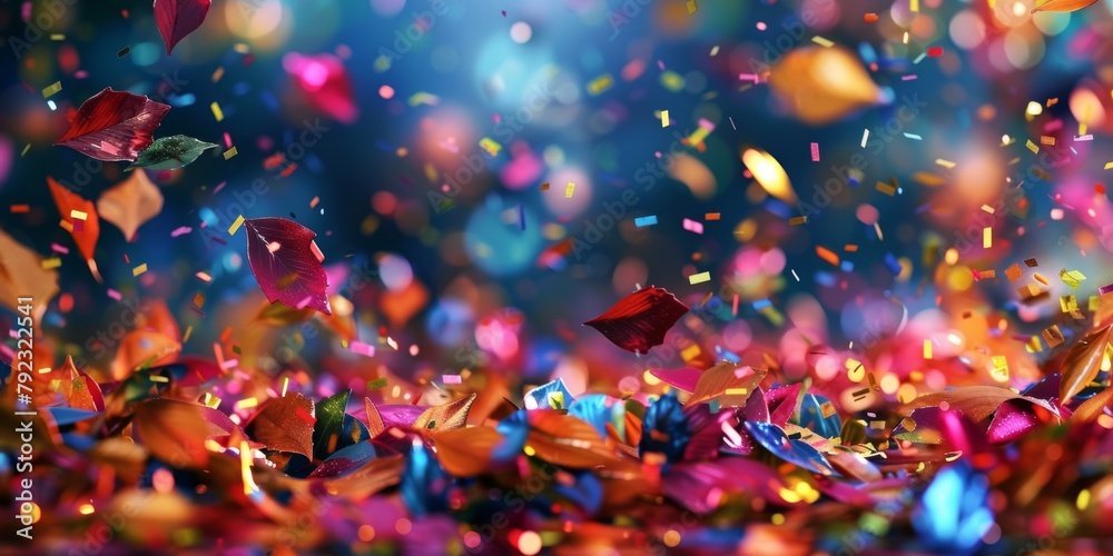 Autumn leaves float in a magical atmosphere, surrounded by colorful bokeh lights and festive vibes. Autumn leaves float in a magical atmosphere, surrounded by colorful bokeh lights and festive vibes.