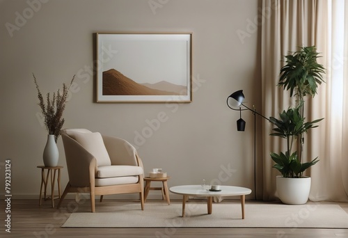 interior background room beige frame home decor Mock minimal