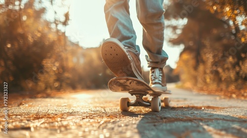 A person playing skateboard in the street.