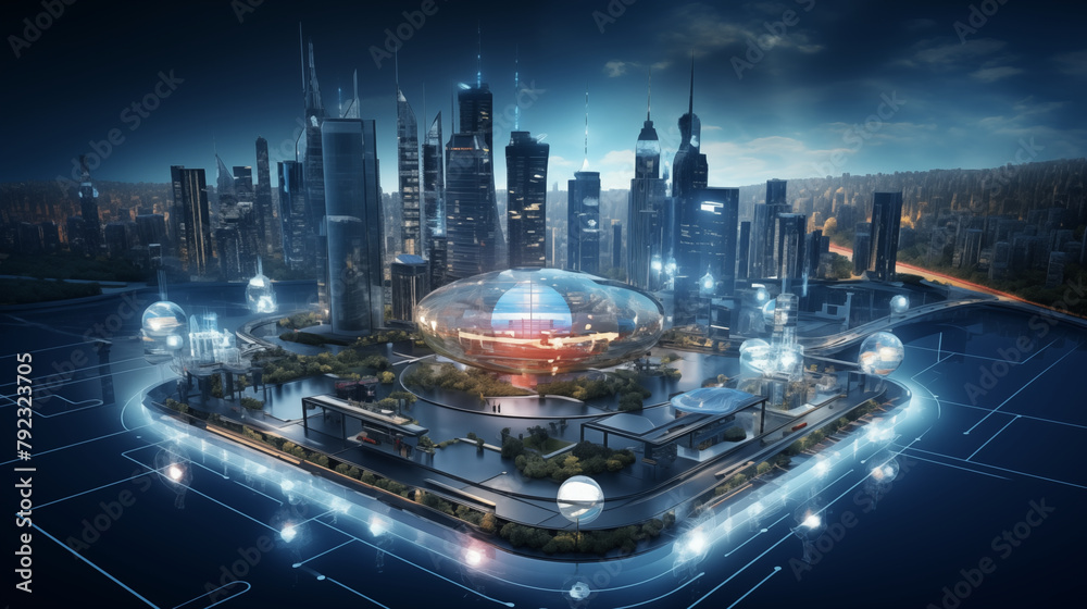 3d illustration visualized Smart City Solutions
