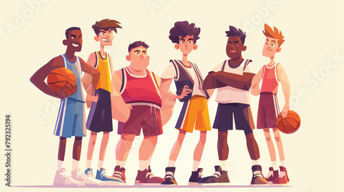 School basketball team guys standing with their coa photo