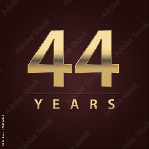 44 years for celebration events, anniversary, commemorative date. fourty four years logo photo