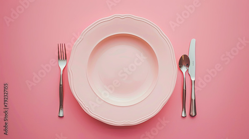 soft pink background table place for text minimalism style top view