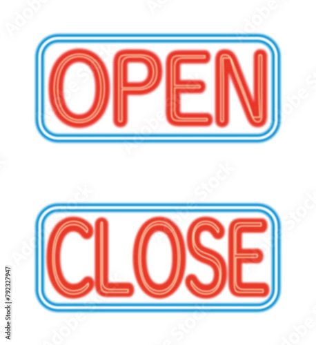 This illustration is a neon tube OPEN and CLOSE sign.