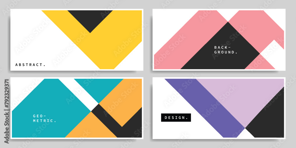 Colorful geometric shape banner set. Diagonal layer background template. Simple polygon layout for advertisement, branding, or promotion.