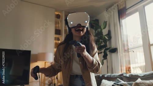 Woman wearing a virtual reality headset © @_ greta