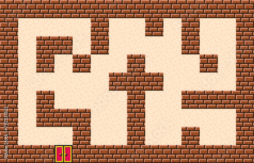 迷路ゲーム風ドット絵　ダンジョン画面