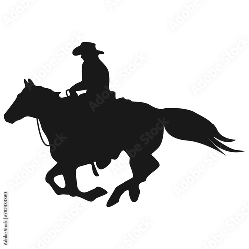 Cowboy Silhouette with Horse and Rope. Vector Illustration Design.