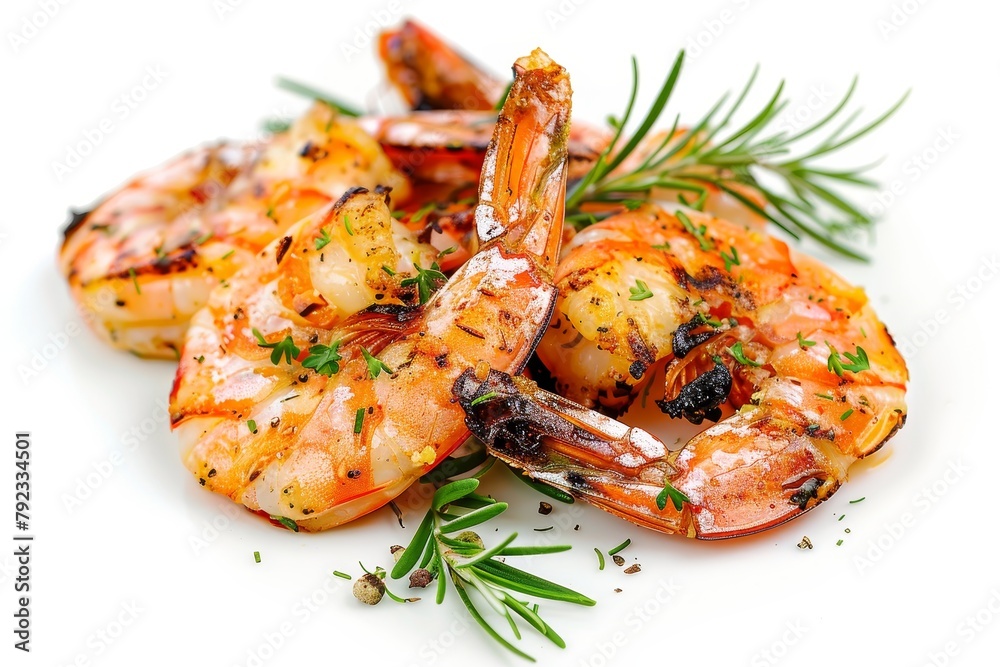 Grilled shrimp on a blank background Grilled shrimp on a blank background