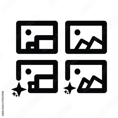 Gallery icon Logo Design Element. Can be used for Web and App. Symbol design icon graphic element resources. Flat design style icon. Gallery of icons for ui button applications. user interface design 