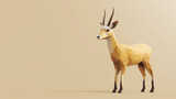 Minimalist geometric illustration of a gazelle on a soft beige background, elegant and modern.