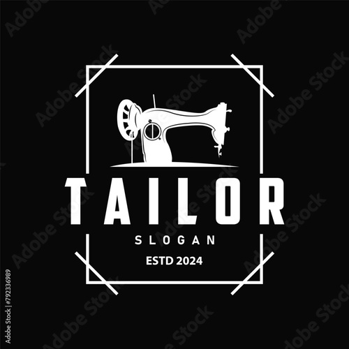 Tailor Logo, Needle and Thread Vector, Retro Vintage Simple Minimalist Old Inspiration Design