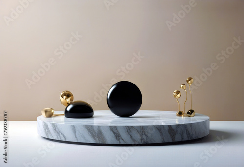 'blank black stone sculpture hand marble product platform space concept splay gold Podium background pedestal 3d rendering poduim dais scene stage abstract display design'