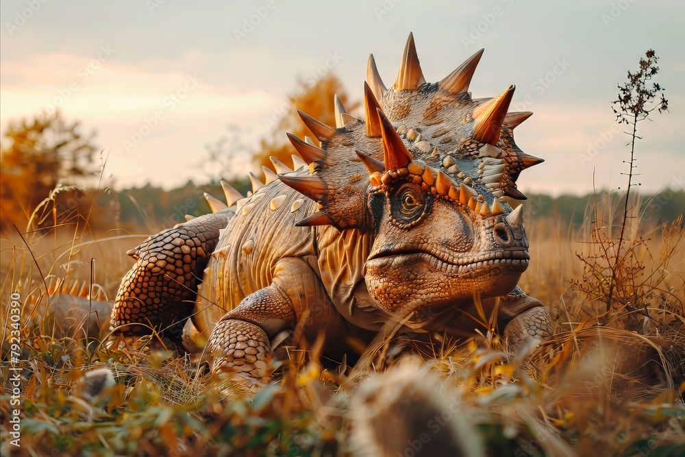 Stegosaur baby lay down on the ground Stegosaur baby lay down on the ground