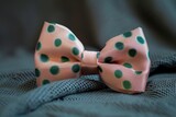 Pink with green polka dots hair bow tie
