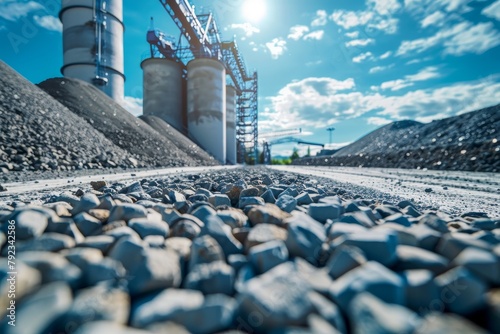 Raw material warehouse blue sky cement production Design web banner