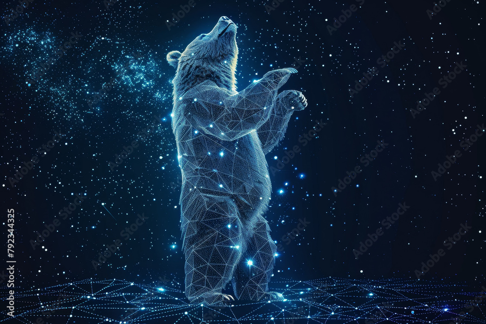 A bear is standing in a field of stars A bear is standing in a field of stars