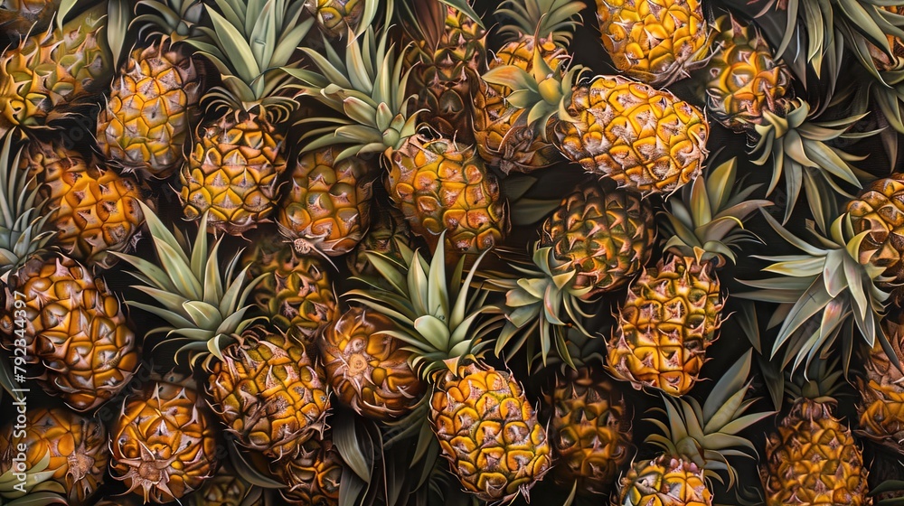 Tropical Awe: A Lush Pineapple Harvest in Rich Detail.