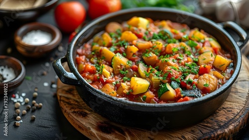 Homemade Ratatouille: A Culinary Masterpiece of Traditional French Vegetable Stew. Concept French Cuisine, Traditional Recipes, Cooking Techniques, Mediterranean Vegetables, Homemade Delicacies