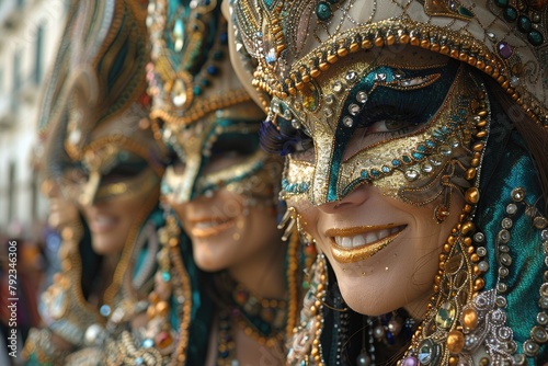 The vibrant spectacle of a cultural carnival, with floats and performers in a parade of joy