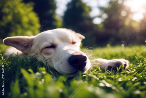 'lush eyes lying dog funny cute closed green grass pleasure pet joy puppy sleeping small smile happy down happiness mood language sunny positive animal nature portrait beautiful beauty summer young'