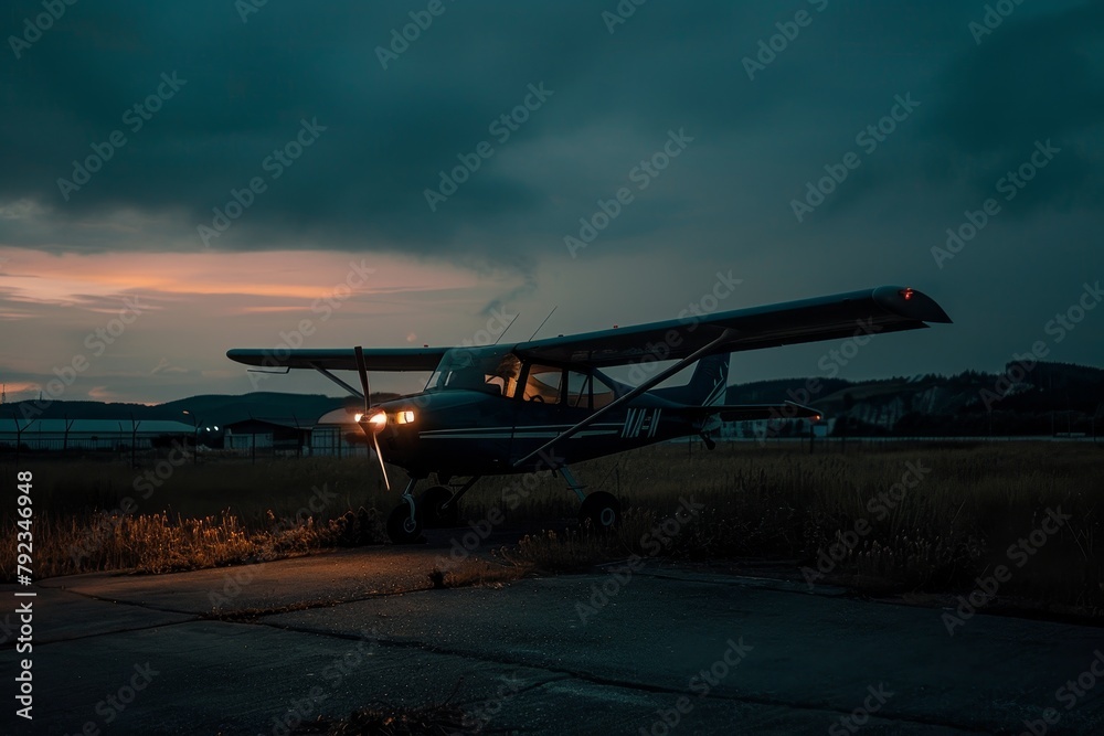 Small plane at dusk