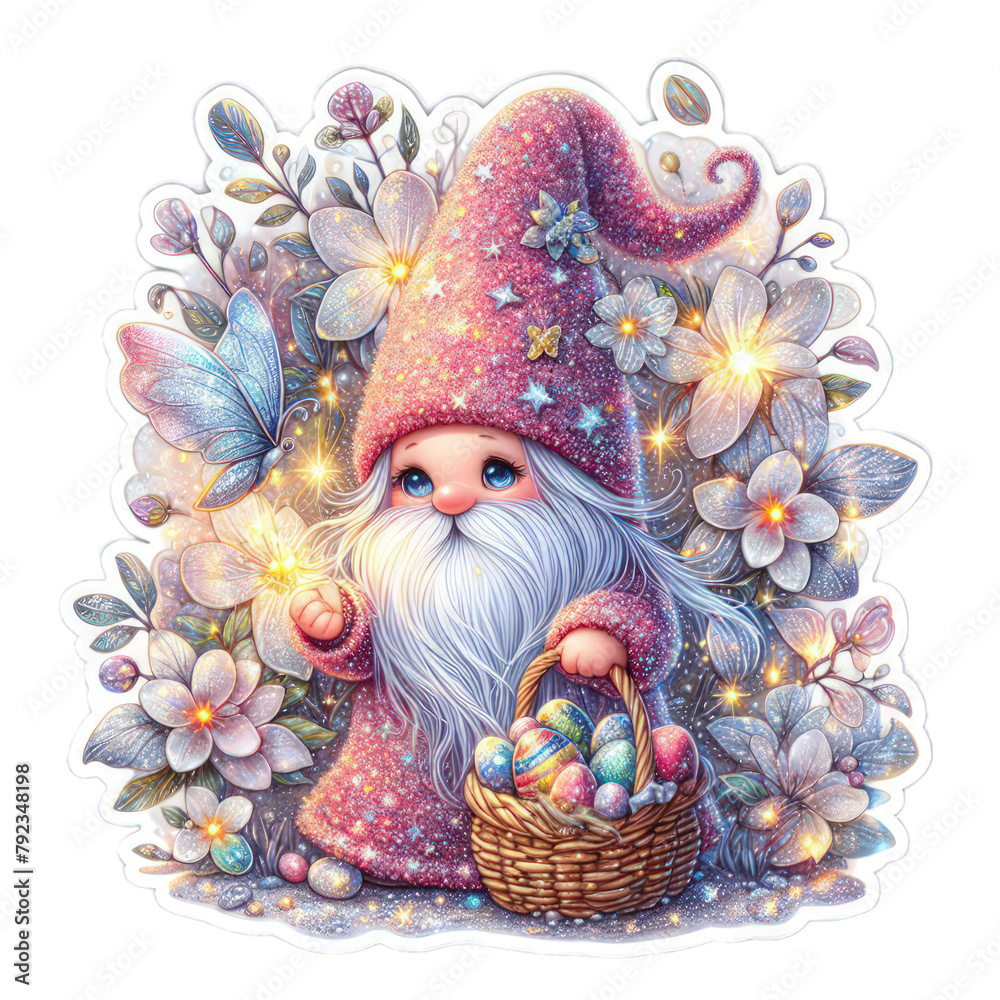 gnome with easter basket cute easter sticker