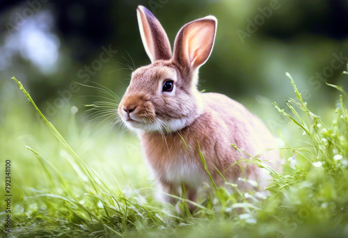 'Wild eating grass A Rabbit Easter Hair White Animal Green Cute Park Environment Funny Europe Natural Life Ecology Mammal Cotton Wildlife Biology Fur Rodent Herbivore Bunny Hare TailEaster Grass Hair' photo