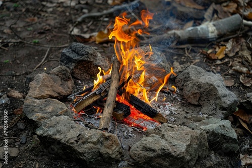 Starting a fire outside using flint