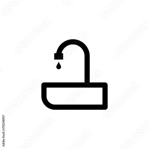 sink. Outline and flat style. Flat design. Vector illustration.