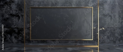 Sleek black metal with a gold frame, minimalist modern banner