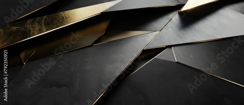 Black metal with gold angular interjections, sharp and minimalist photo