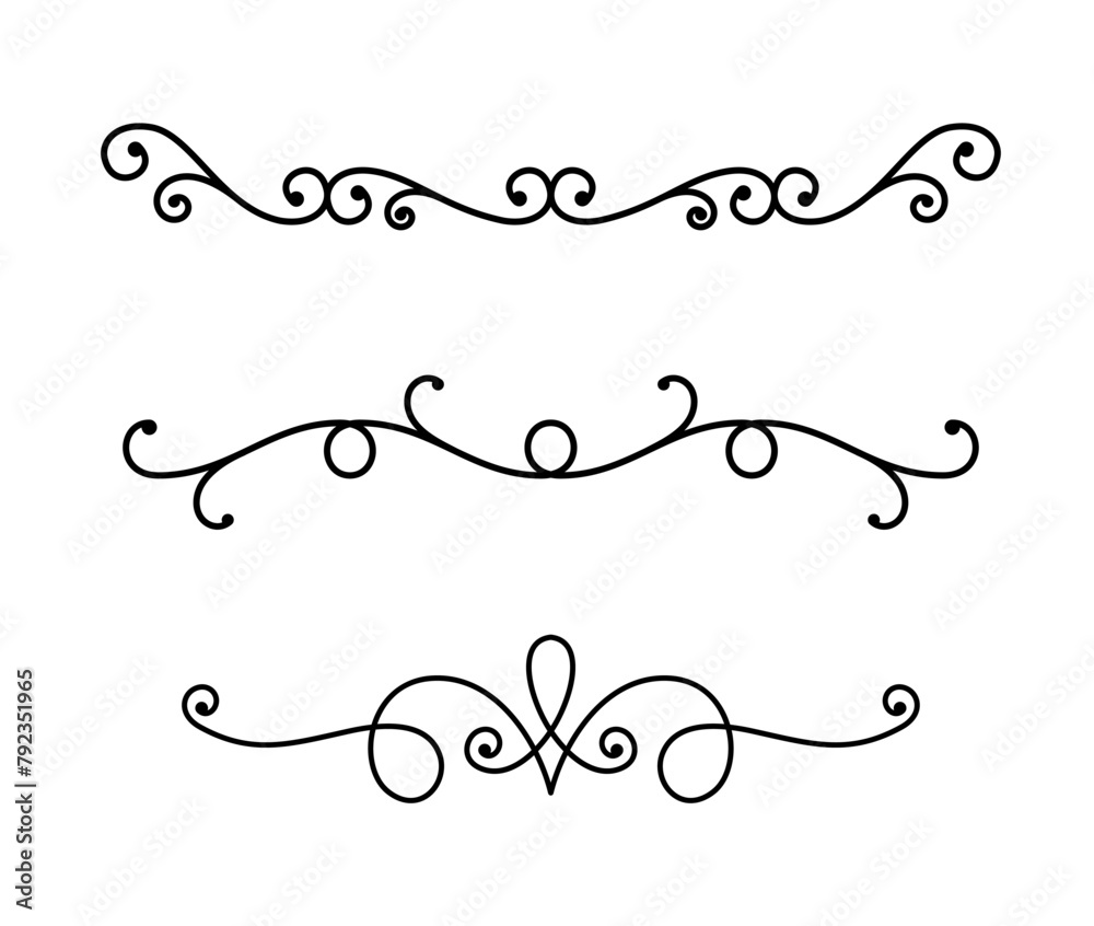 Dividers ornaments line style symbol set vector
