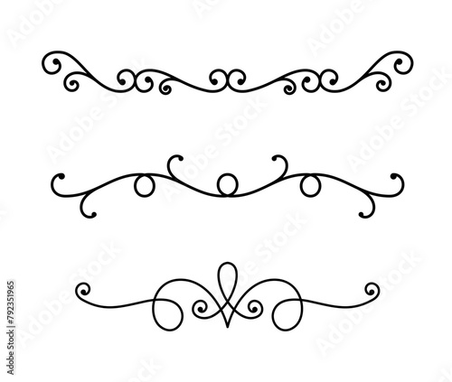 Dividers ornaments line style symbol set vector