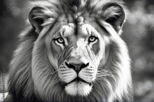 'black face lion male contrast african white high thews eye power intense mammal fear animal fierce beast hunter predator closeup panthera bold zoo danger wildlife cat greyscale leo wildcat staring'