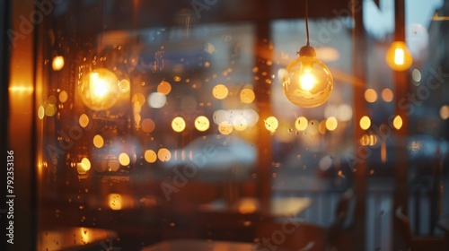 Defocused As the sun sets and the stars slowly appear the cafes atmosphere transforms into a cozy and intimate space. The background fades into obscurity leaving the foreground filled .