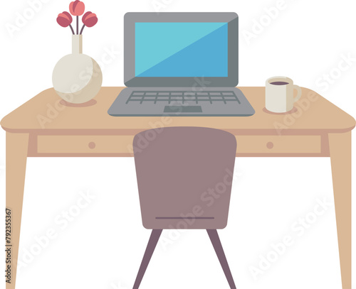 おしゃれなパソコンのあるデスクイラスト