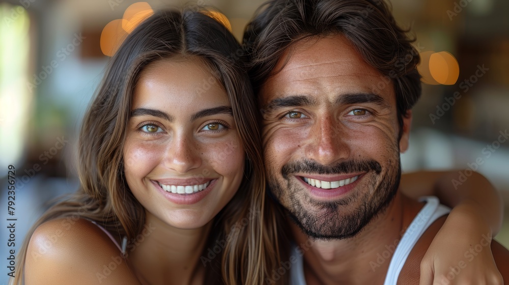 Young, joyous couple sharing a heartfelt moment. Their affectionate smiles reflect happiness and contentment. Young, joyous couple sharing a heartfelt moment. Their affectionate smiles reflect happiness and contentment.