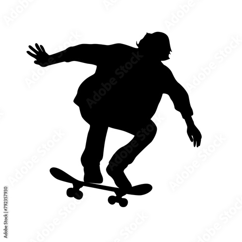 Man skateboarding vector silhouette, Skateboarder, Guy skateboarder jumps on skateboard