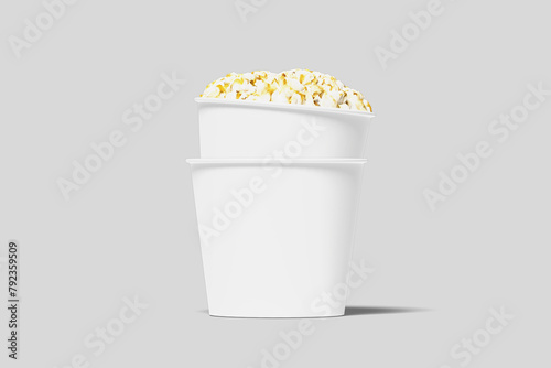 Realistic Pop Corn Bucket Illustration for Mockup. 3D Render. (ID: 792359509)
