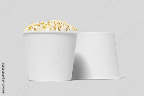 Realistic Pop Corn Bucket Illustration for Mockup. 3D Render. (ID: 792359598)