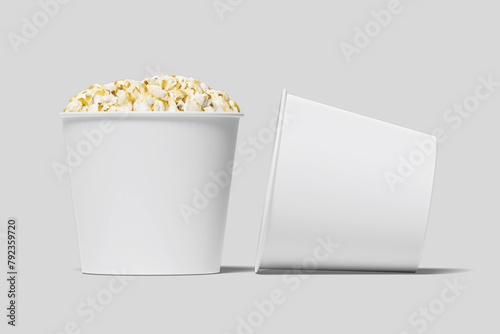 Realistic Pop Corn Bucket Illustration for Mockup. 3D Render. (ID: 792359720)
