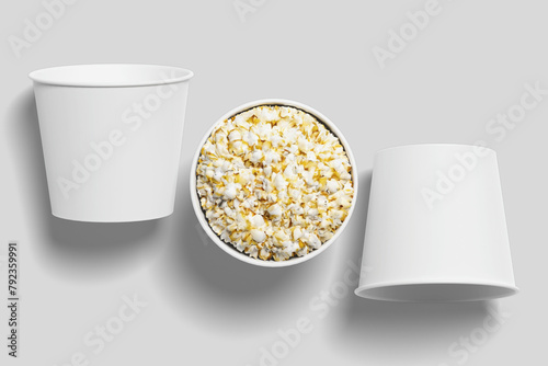 Realistic Pop Corn Bucket Illustration for Mockup. 3D Render. (ID: 792359991)