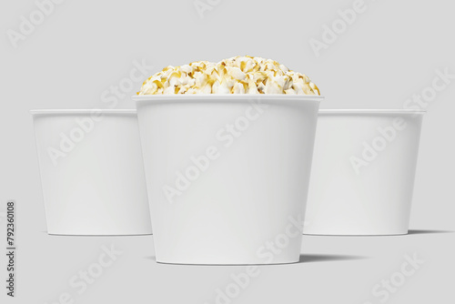 Realistic Pop Corn Bucket Illustration for Mockup. 3D Render. (ID: 792360108)